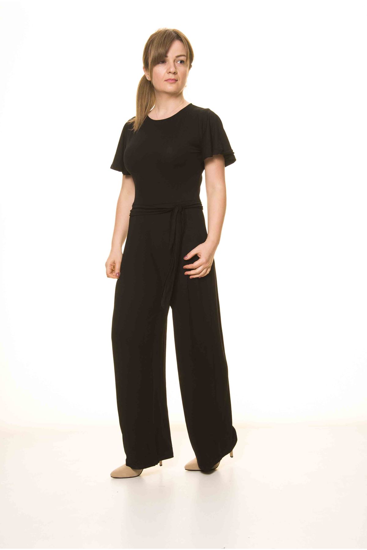 Kadın Yazlık Düz Siyah Esnek Tulum 17C-1991