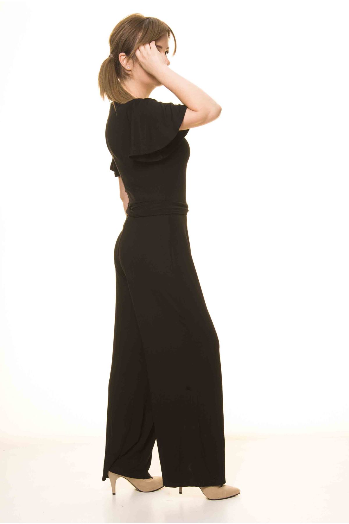 Kadın Yazlık Düz Siyah Esnek Tulum 17C-1991