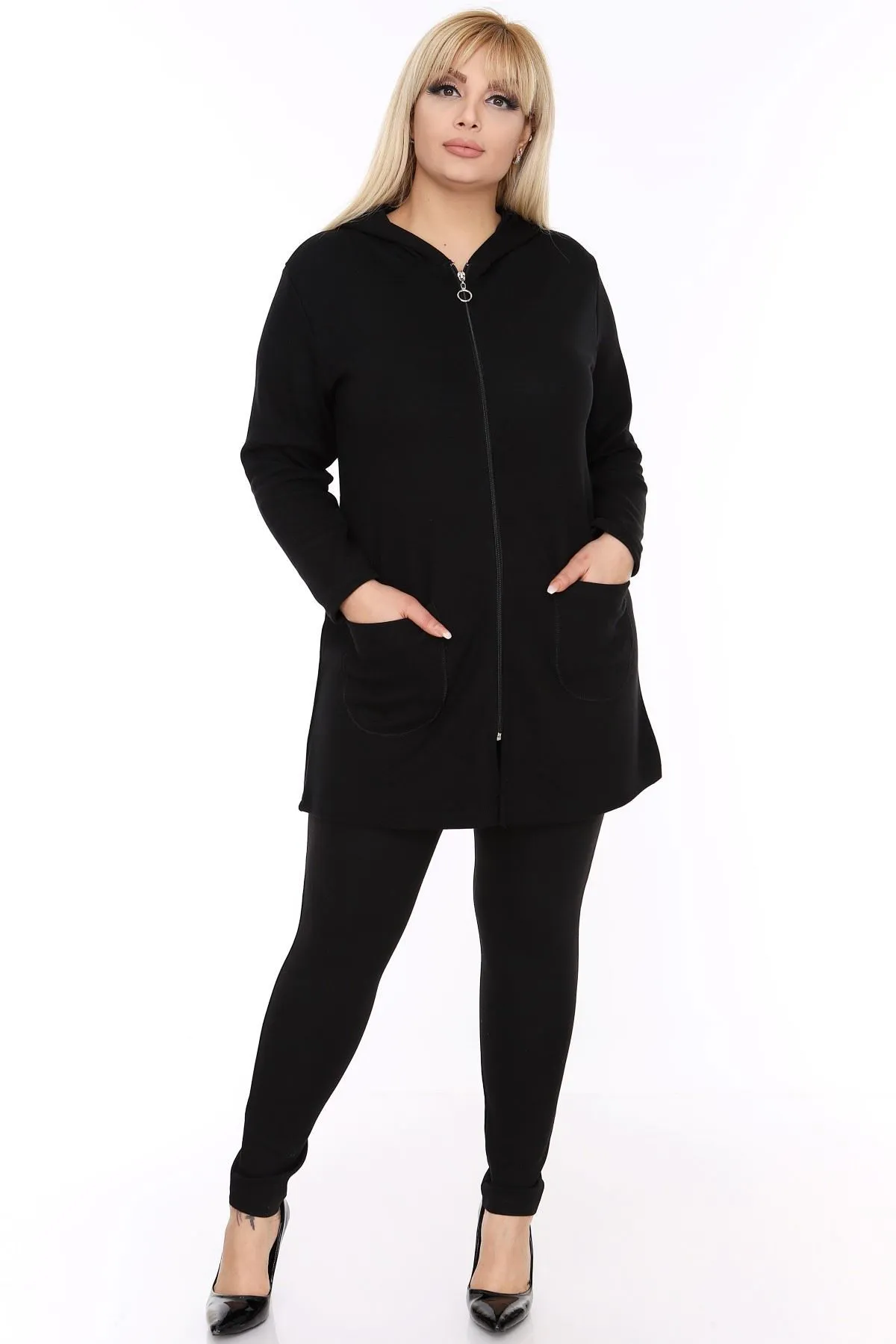 Siyah Büyük Beden Sweatshirt 2F-0428