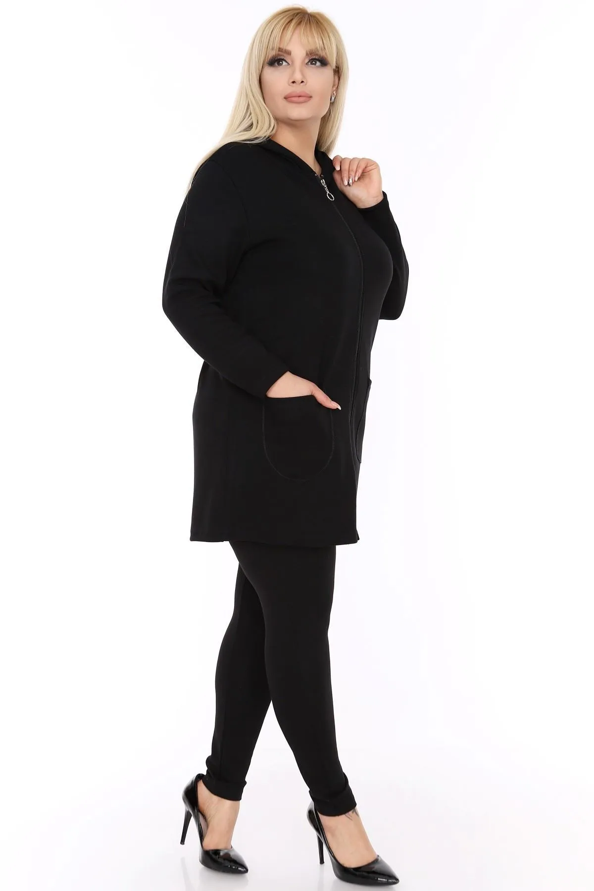 Siyah Büyük Beden Sweatshirt 2F-0428