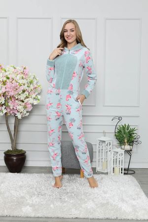 Kadın Gri Kapüşonlu Welsoft Polar Tulum 14D-9069