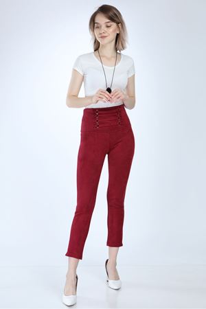 Bordo Likralı Süet Pantolon 3C-1002