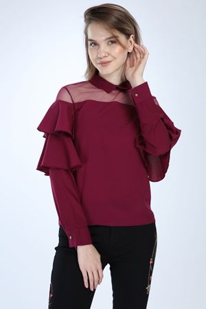 Mürdüm Fırfırlı Bluz 13C-1021