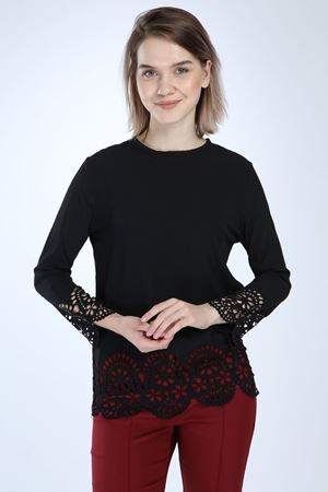 Siyah Oymalı Bluz 14C-1024