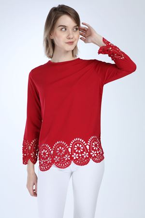 Kırmızı Oymalı Bluz 14C-1025