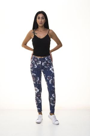 Lacivert Çiçek Desenli Tayt 6E-1061