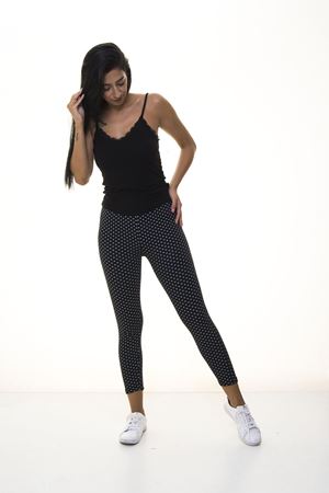 Kadın Siyah Kışlık Gri Puantiyeli Tayt 1E-1081