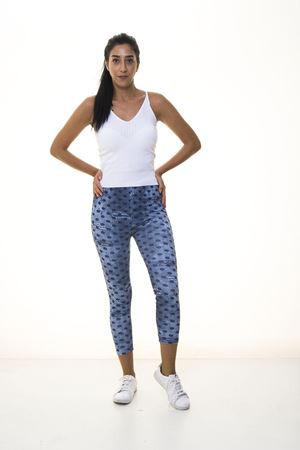 Kadın Mavi Kışlık  Puantiyeli Tayt 1D-1085