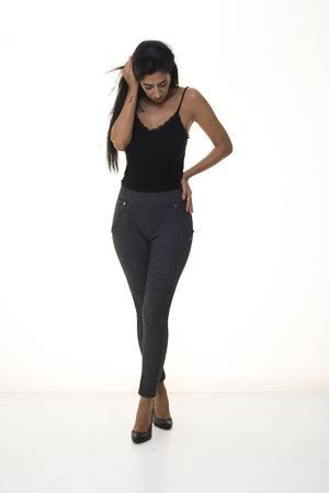 Kadın Gri Desenli Kışlık Pantolon 1E-1080