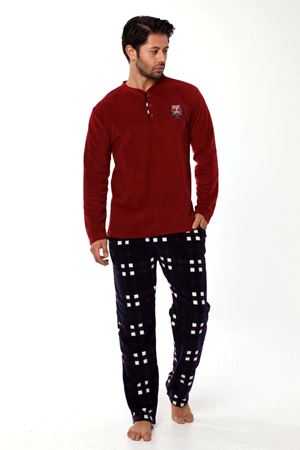 Lacivert Bordo Polar Erkek Pijama 16C-90044