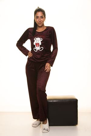 Bordo Kadife Pijama Takımı 12E-2004