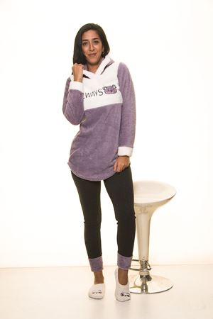 Mor Beyaz Kapşonlu Polar Takımı 12D-2013