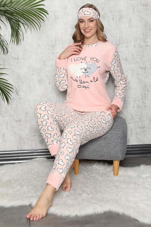Somon Rengi Kışlık Welsoft Polar Pijama 8C-9113