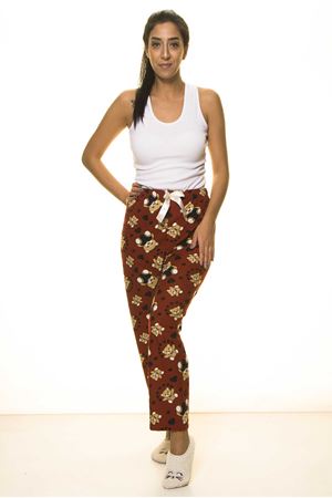 Bordo Sevimli Yumuşak Süet Penye Ev Pijama Altı 9C-2050