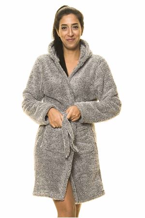 Gri Cepli Peluş Sabahlık 2C-2050