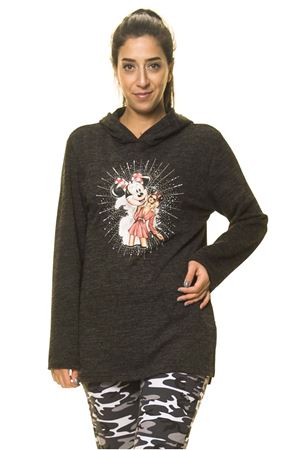 Kadın Antrasit Kapüşonlu Örme Sweatshirt K7-2091