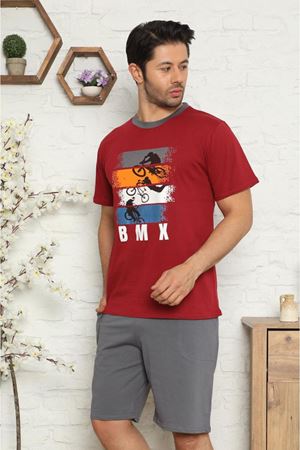 Erkek Şortlu Kısa Kollu Baskılı Pijama Takımı  3D-2517B
