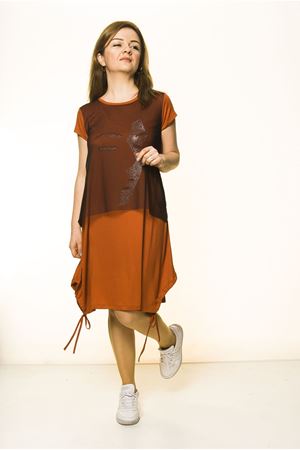 Kiremit Rengi Kadın Spor Şık Elbise 5D-2092