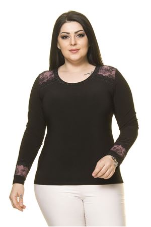 Kadın Büyük Beden Siyah Taş İşlemeli Bluz A7-3030