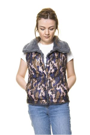 Kadın Kamuflaj Desenli Yelek 3D-3048