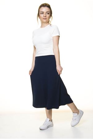 Kadın Lacivert Penye Esnek Etek  11C-3051