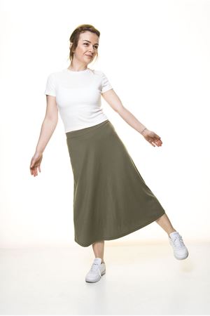 Kadın Haki Penye Esnek Etek  11C-3052