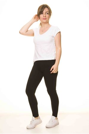 Kadın Düz Siyah Kışlık Şardonlu Tayt 3K-3067