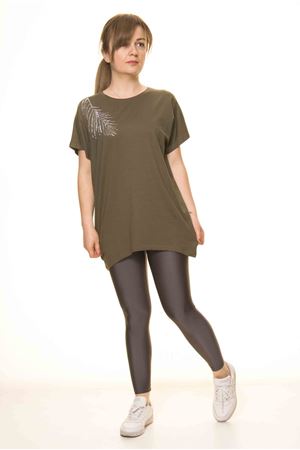 Kadın Haki Taş İşlemeli Bluz 14D-30623