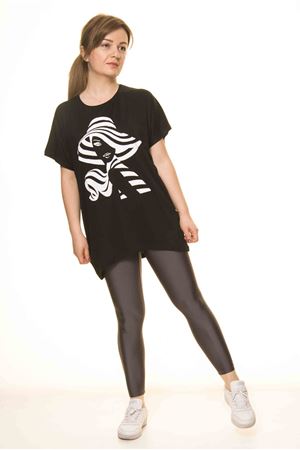 Kadın Siyah Baskılı Bluz 14D-3065-1