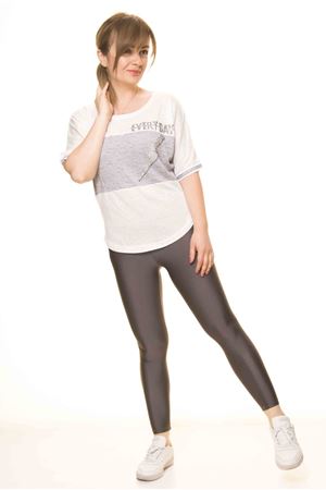 Kadın Gri Taş İşlemeli Spor Bluz 14D-3067-1