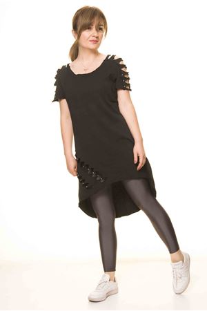 Kadın Siyah Yırtıklı Tarz Tunik  14D-3069-1