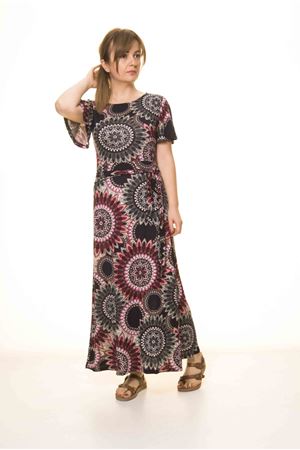 Kadın Etnik Desenli Esnek Elbise 17D-3074