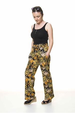 Kadın Beli Lastikli Desenli Pantolon 10F-4027