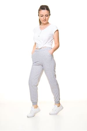 Kadın Gri Lastikli Paça  Eşofman Altı 5D-3072