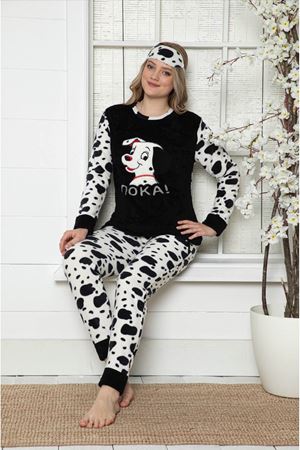 Kadın Dalmaçya Desenli Kışlık Polar Pijama Takımı 14F-20003