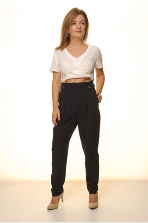 Kadın Lacivert Yüksek Bel Kumaş Pantolon 9C-4047