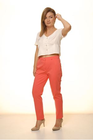 Kadın Mercan Mevsimlik Yüksek Bel Kumaş Pantolon 16D-4054