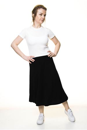 Kadın Siyah Penye Esnek Etek  18D-4060