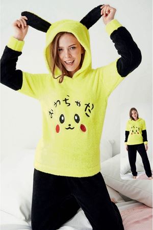 Kadın Kapüşonlu Kışlık Tam Peluş Takım 5E-1037S