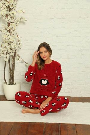 Kadın Desenli Kışlık Polar Pijama Takımı 2F-1851