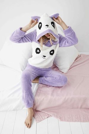 Kadın Kapüşonlu Kışlık Cepli Tam Peluş Takım 5E-1040L