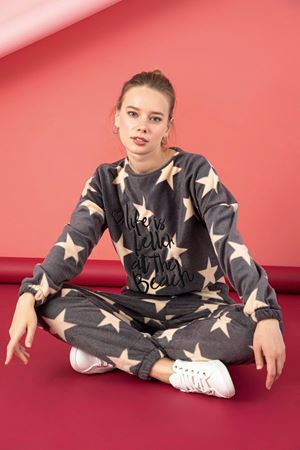 Kadın Desenli Kışlık Crop EşofmanTakımı 10C-4063