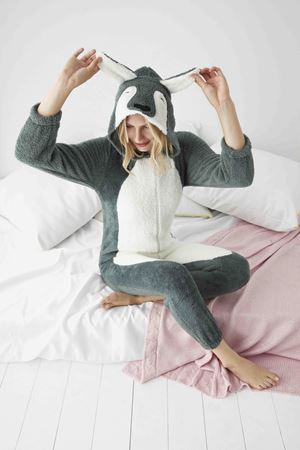  Kadın Yeşil Kapüşonlu Kışlık Tam  Peluş Tulum 18E-4069