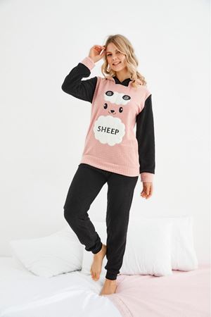 Kadın Desenli Kışlık Polar Pijama Takım 1D-4075