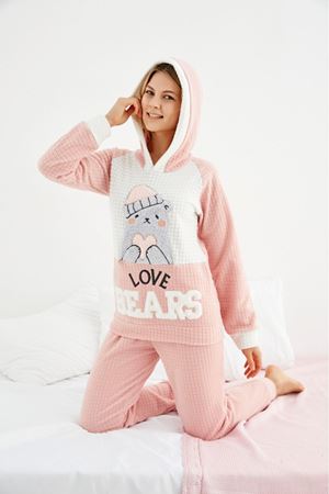 Kadın Desenli Kışlık Polar Pijama Takım 1E-1053P