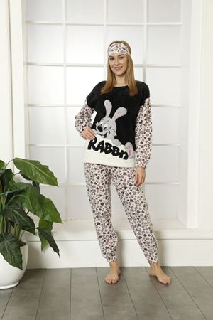 Kadın Desenli Kışlık Welsoft  Yumuşak Pijama Takım 5D-14206