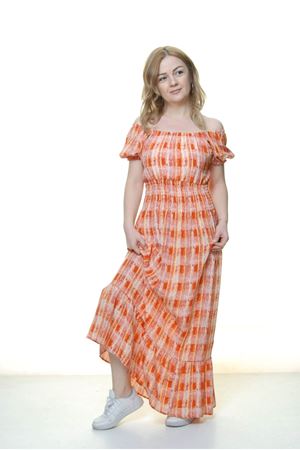 Kadın Madonna Yaka Gipeli Yazlık Elbise 12C-5039