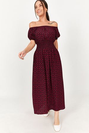 Kadın Madonna Yaka Gipeli Yazlık Elbise 12C-5041