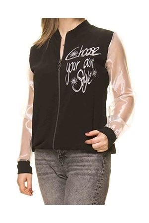 Kadın Siyah Beyaz Mevsimlik Tarz Tül Kol Spor İnce Mont  A1-3081