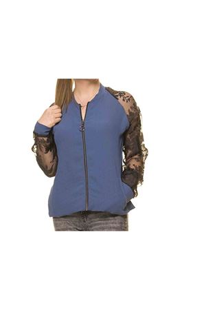 Kadın Mavi Siyah Tarz Tül Kol Spor İnce Mont  A1-3080